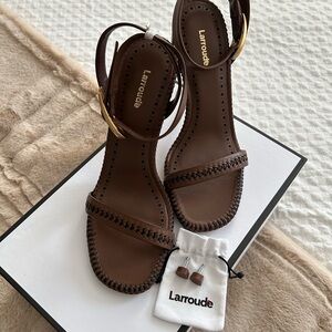 Larroude Brown Sandals with Gold Buckle